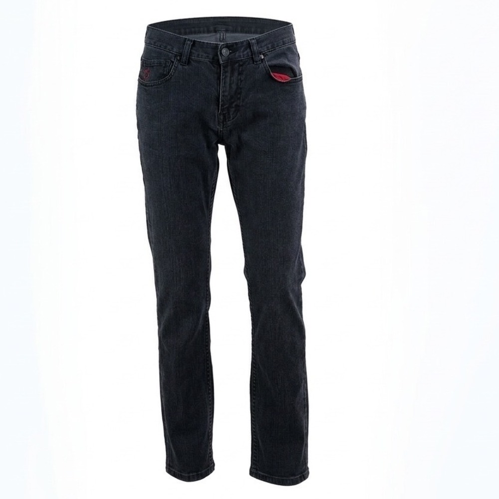 Fox Racing T-Rex Mens Faded Black Straight‎ Leg Jeans Size 30 Red Lining Moto